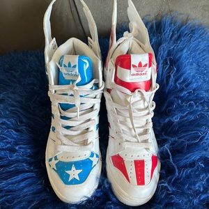 Adidas Jeremy Scott red, white and blue